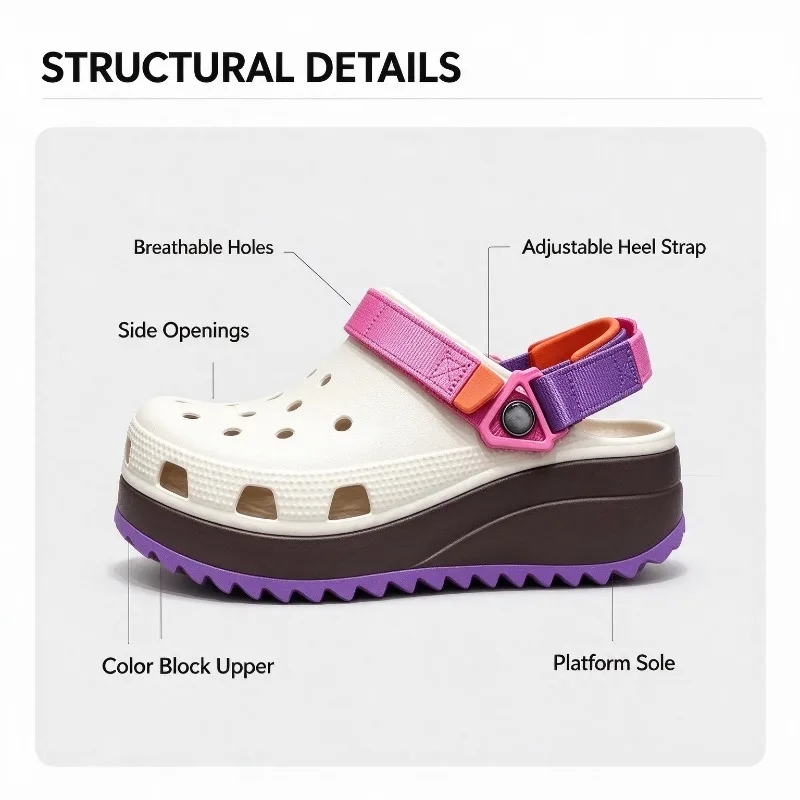 Crocs new cool hole shoes summer thick-soled heightening couple outdoor beach shoes soft-soled sandals non-slip and comfortable