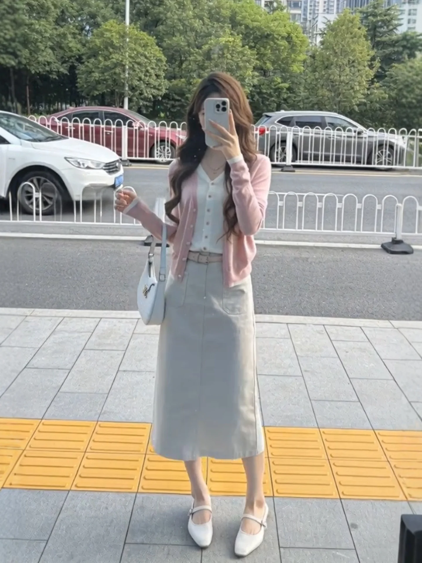 

Spring Fashion plus Size Women's Knitted Cardigan Skirt Set Korean Style V-Neck Long Sleeve High Waist Casual Wear