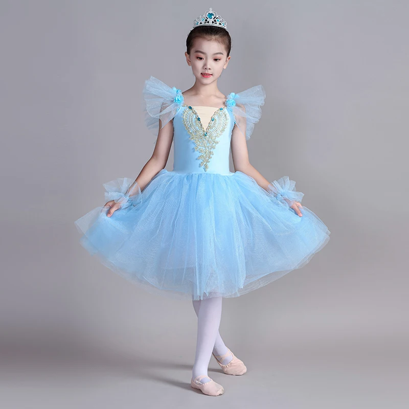 バレエレオタード女の子のためのダンスレオタード幼児スノーフレーク光沢のあるスカートバレリーナ子供コスプレドレスステージショー衣装