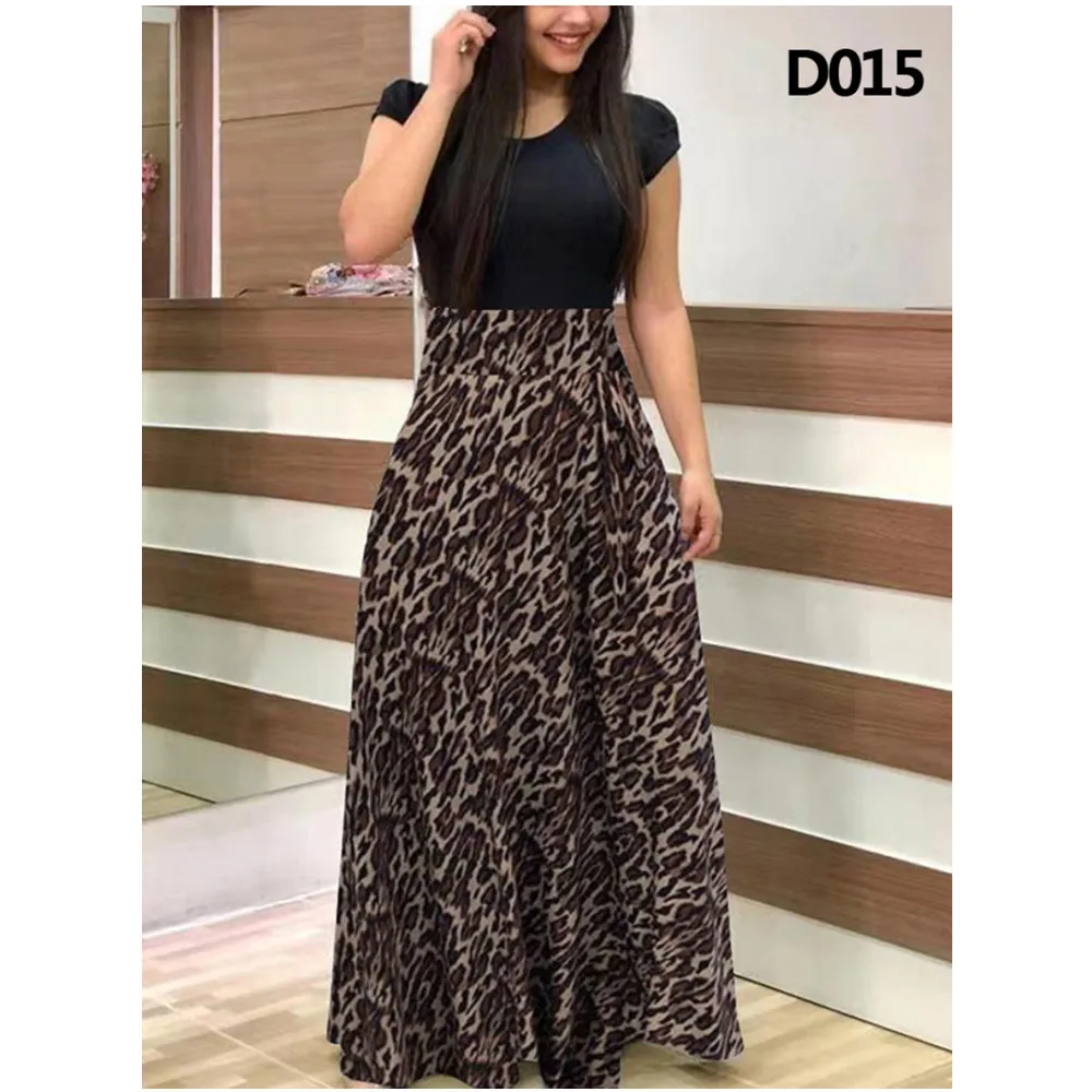 Verão feminino maxi vestido casual impressão de manga curta em torno do pescoço vestido robe ropa de mujer clube noturno roupas sexy para femini