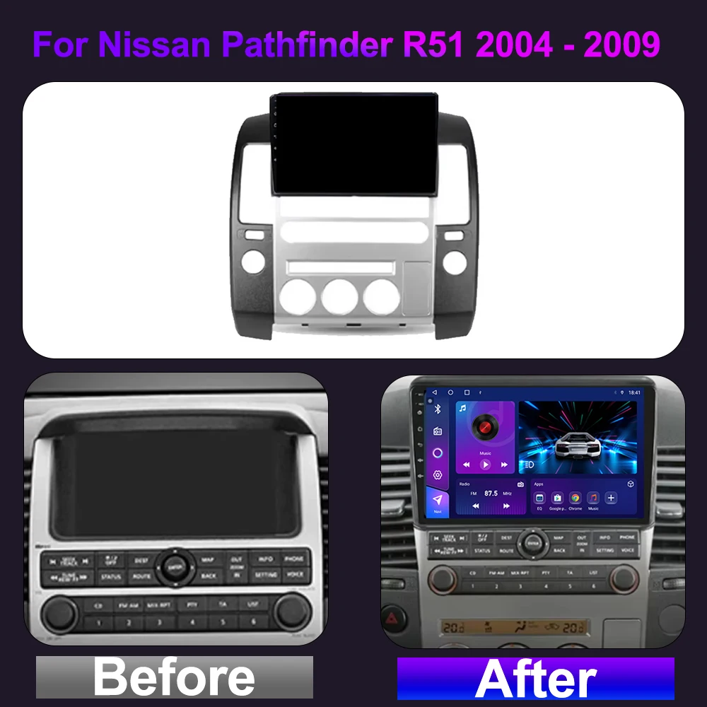 Car Radio Player For Nissan Pathfinder R51 2004 - 2009 GPS Navigation Android 15 Autoradio Screen Carplay 4G Wifi NO 2din DVD