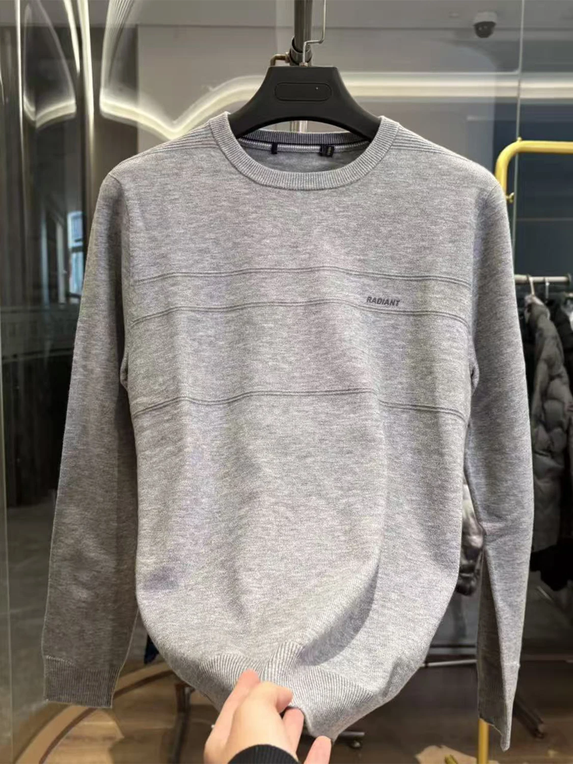 

Мягкие и удобные мужские трикотажные круглые Ne Base irt, тонкие, повседневные, универсальные, осенние, сезонные, длинные све, теплая смесь полиэстера