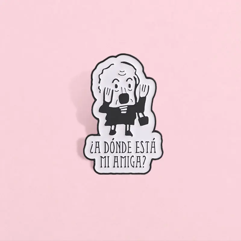 Hot Selling Spanish Language Retro Cartoon Character Brooch Casual Alloy Badge Gift Pin DIY Bags Hat T-shirt Clothing Decoration