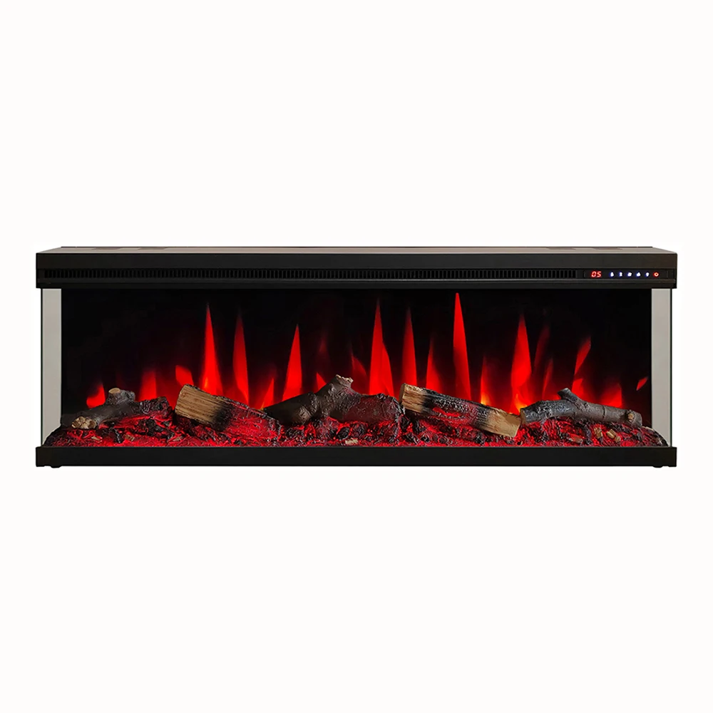 Wall Insert 3 Side Electric Fireplace with Realistic Flame 3 Sided View Electric Heater Indoor