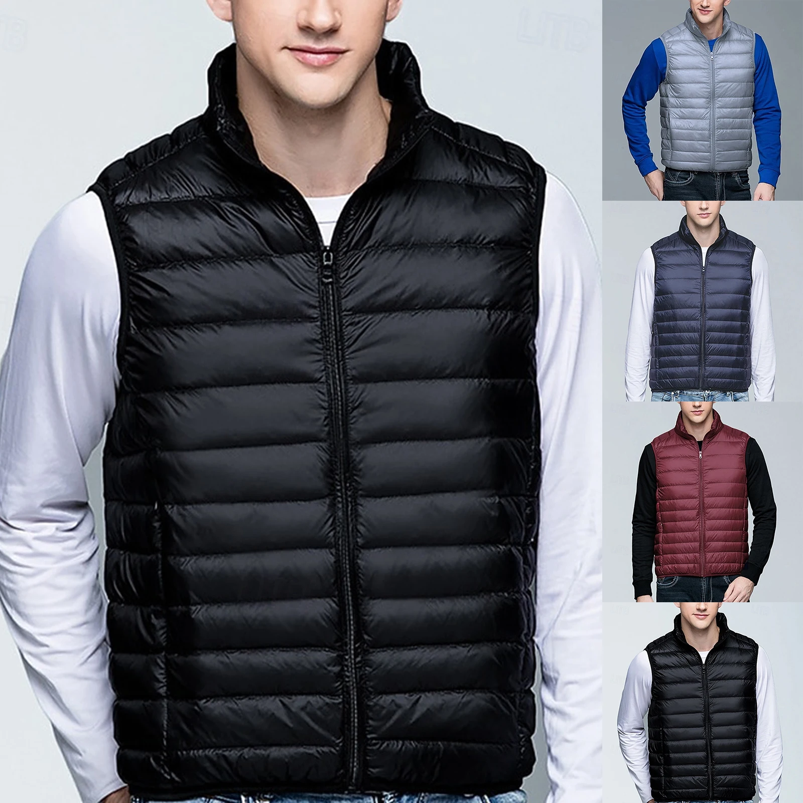 

Men'S Casual Zipper Vest Stand Collar Sleeveless Outdoor Windproof Casual Warm Vest Jacket Winter Thickened Men'S Vest