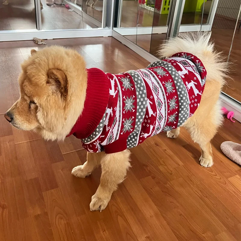 Christmas Big Dog Clothes Winter Pet Sweater for Medium Large Dogs Bulldog Labrador Golden Retriever Pullovers mascotas Clothing