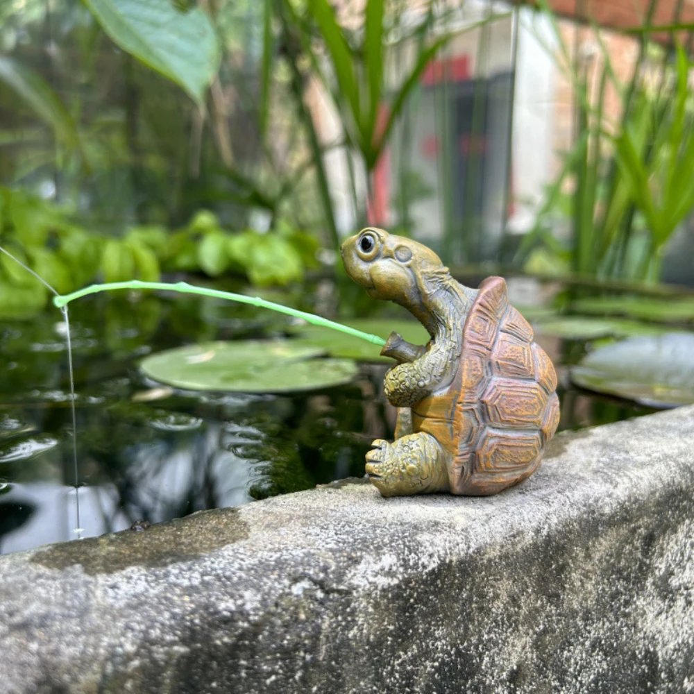 

Creative Fishing Turtle Aquarium Decoration Cute Statue Turtle Resin Fish Tank Ornament Landscape Aquarium Decorations