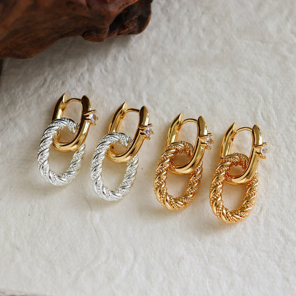 

Vintage Zircon Earrings For Women Exquisite Earring Trendy Jewelry Gift for Christmas Gifts Paperclip Square Hoops Earrings