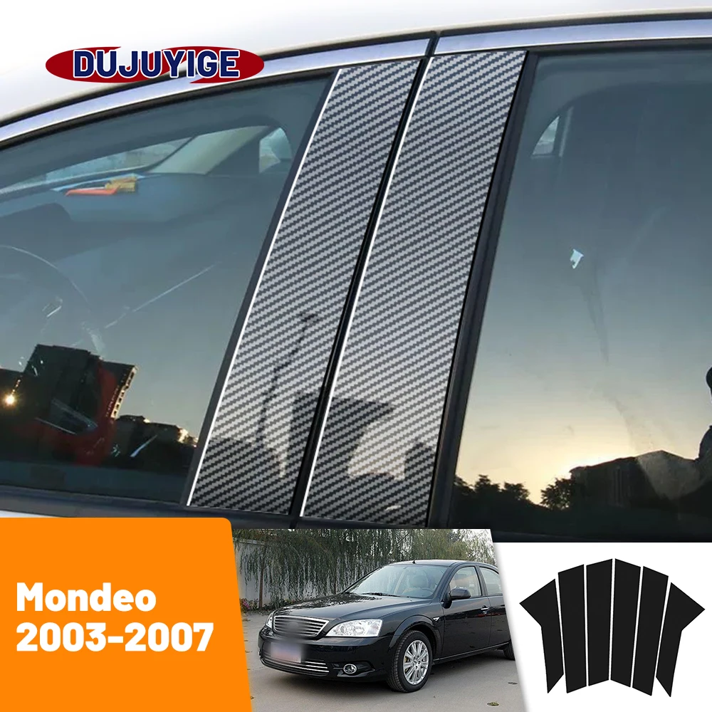 

For Ford Mondeo 2003-2007 2004 2005 2006 Carbon Fiber Window Door Column Deal B C Pillar Post Cover Trim Sticker