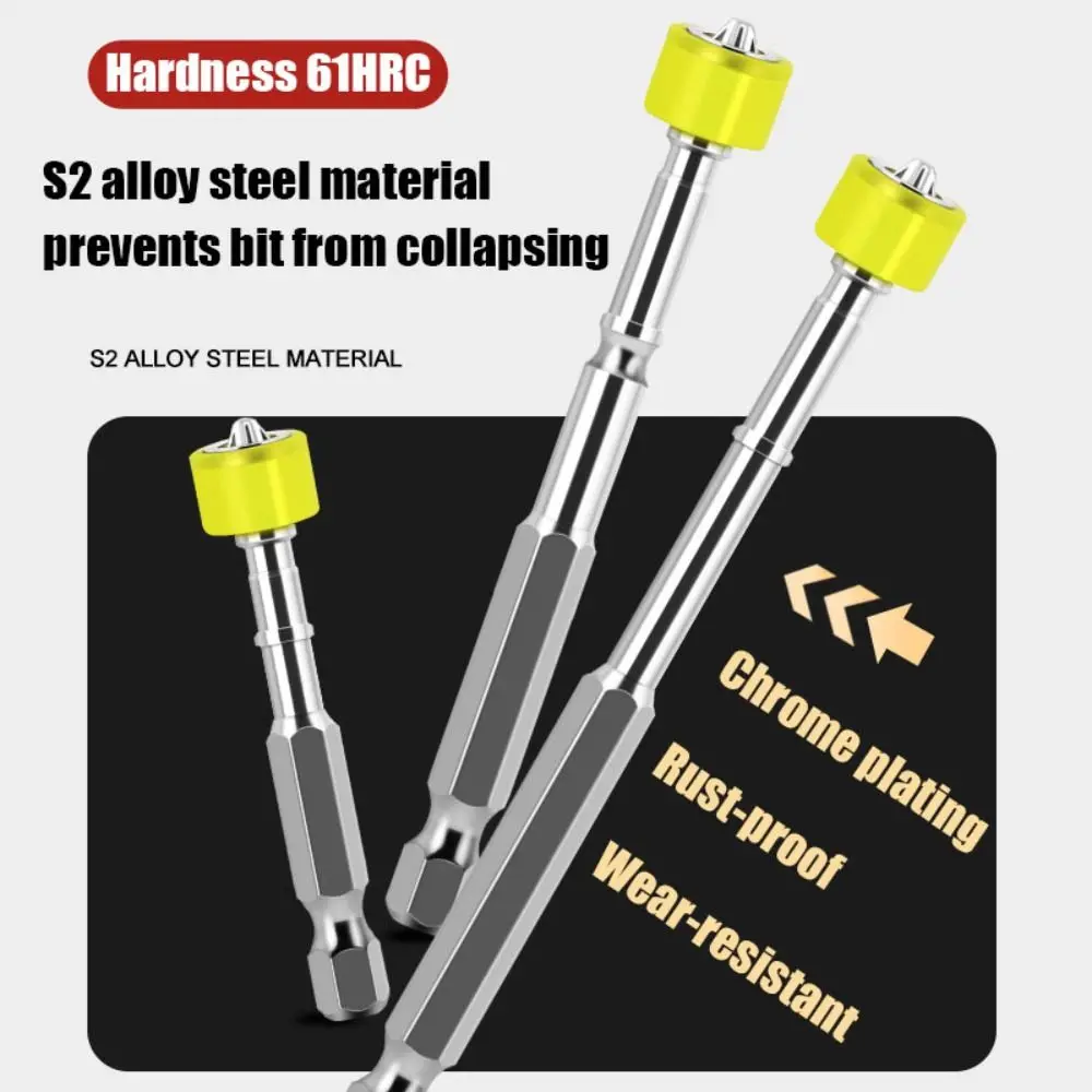 Anti-Slip Magnetic Screwdriver Bit High Hardness Impact Resistance Cross Screwdriver Head Hexagonal Handle 25-150mm