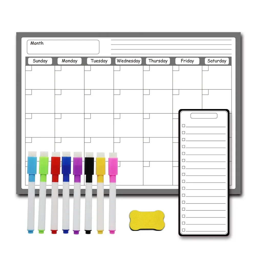 Calendar Weekly Calendar Refrigerator Sticker Message Board Magnetic Sticker Movable Erase Monthly Schedule Magnetic Whiteboard