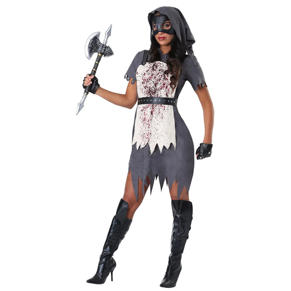 Costumes de fête d'Halloween pour femmes, terreur, sang effrayant, zombie, boucher, costume de chef, cosplay avec masque