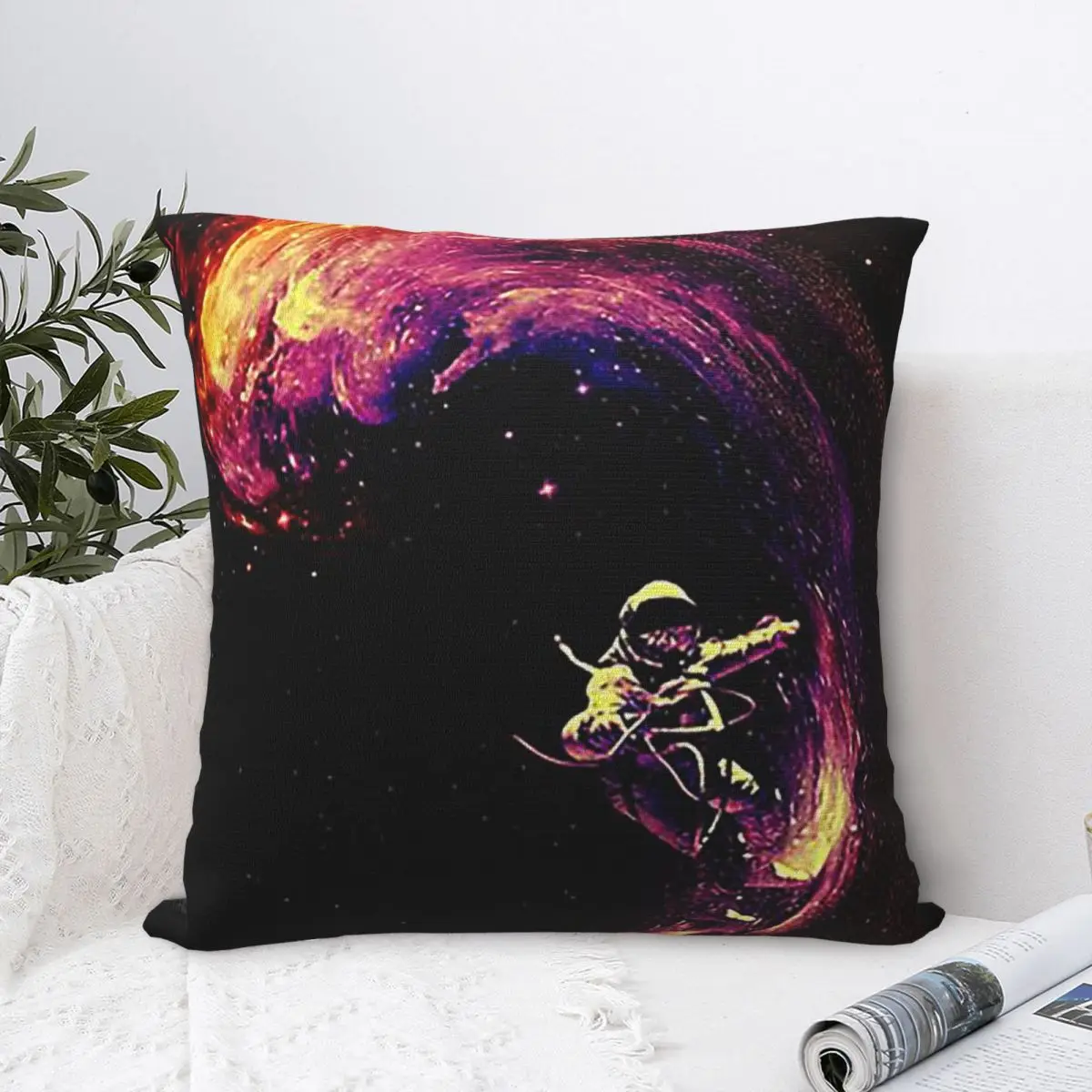 Space Surfing Pillowcase Polyester Cushion Comfort Throw Pillow Sofa Decorative Cushions Used for Home Bedroom Living Room