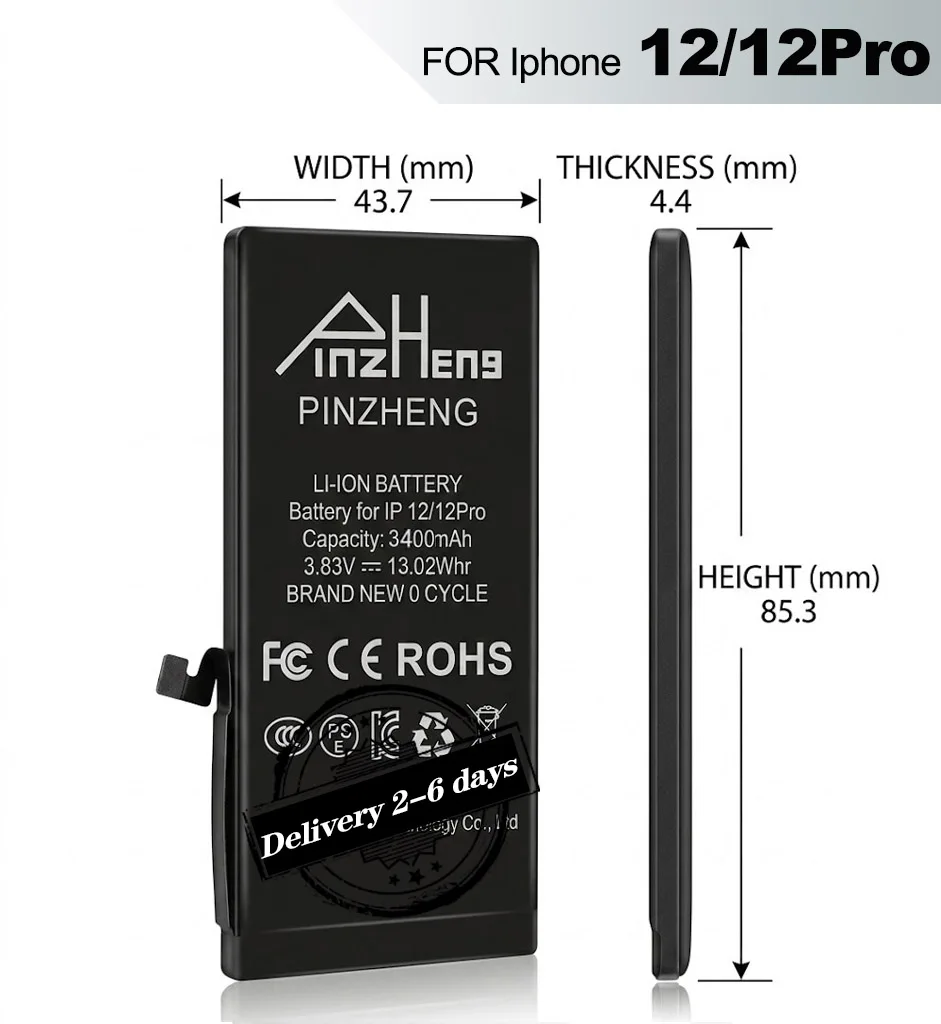 Image of PINZHENG Hochleistungs-Ersatzakku für iPhone 12 / 12 Pro – Dual-Kompatibilitäts-Powerzelle mit werkseitig abgestimmtem Kern
