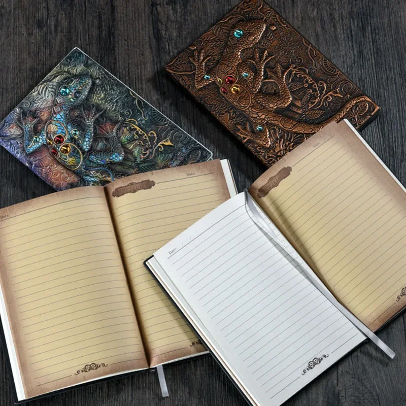 Picture 7: A5 Retro Stereo Embossed Notebook Clear Lizard Personalized Pattern Hardbound Retro Notebook