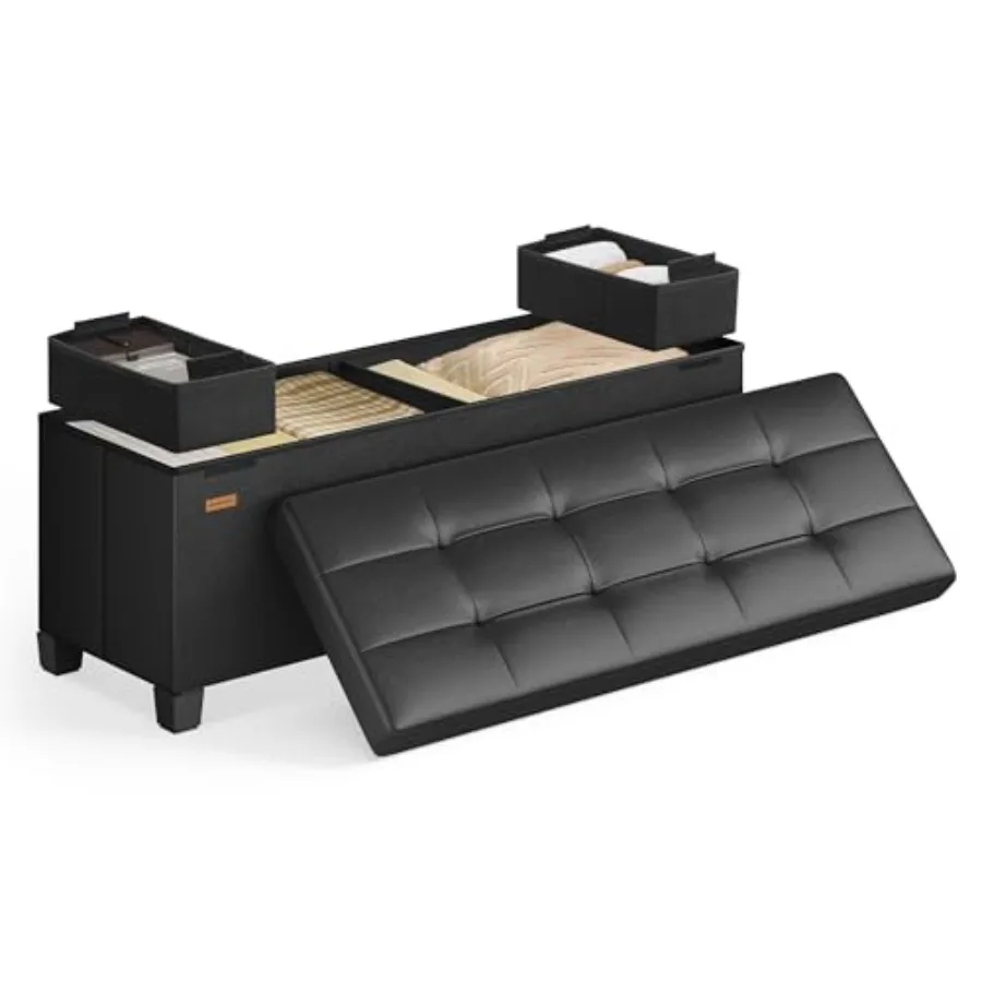 

Storage Ottoman Storage Bench with Legs 15 x 43.3 x 15.7 Inch Ottoman Bench 30 Gal. 112 L Synthetic Leather for Living Room Ent