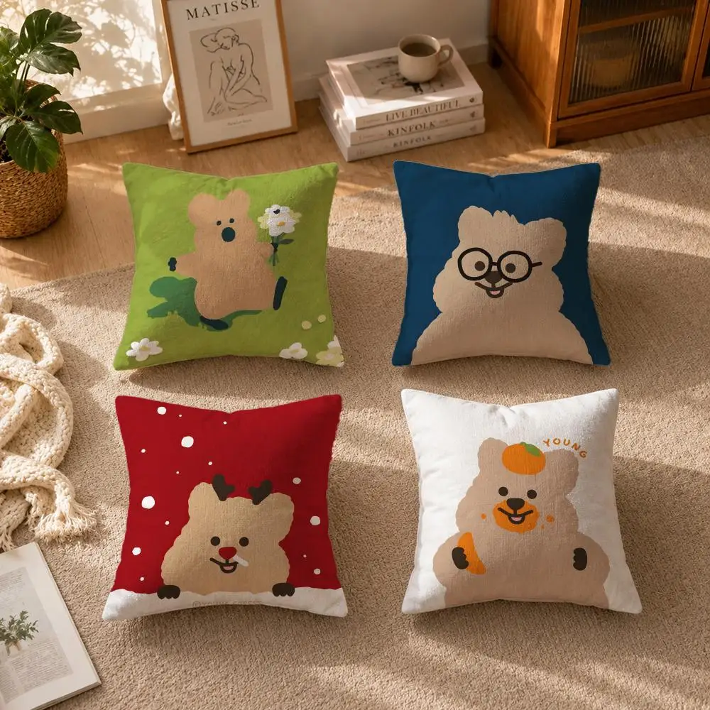 Art-QuokkaS Cushion Cover Soft Short Plush Zippered Cushion Covers 40/45/50cm Square Decor for Sofa Home