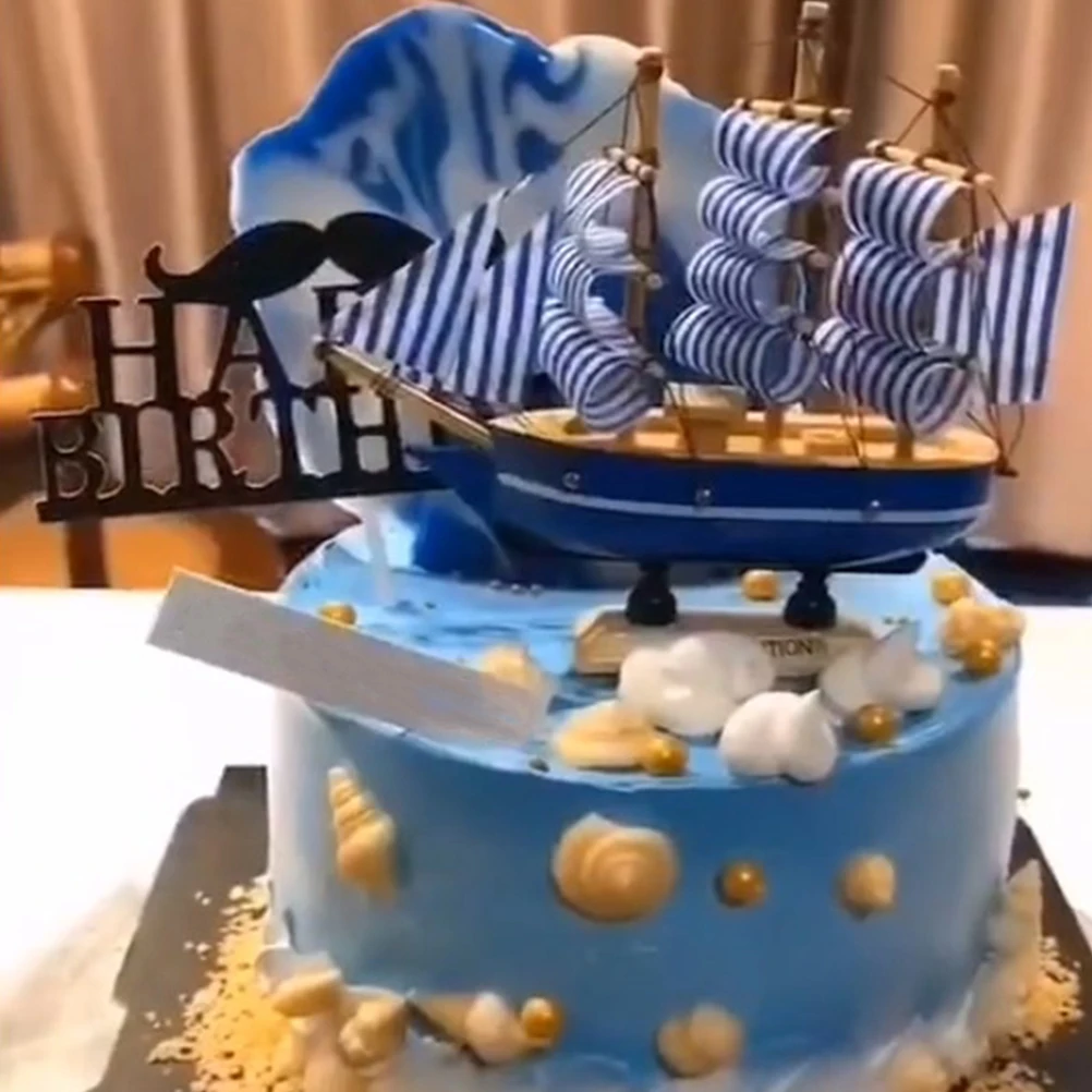 

1pc Creative Topper Graduation Party Decoration Nautical Boat Accessories Lightweight Portable Design 3D Cake Decor