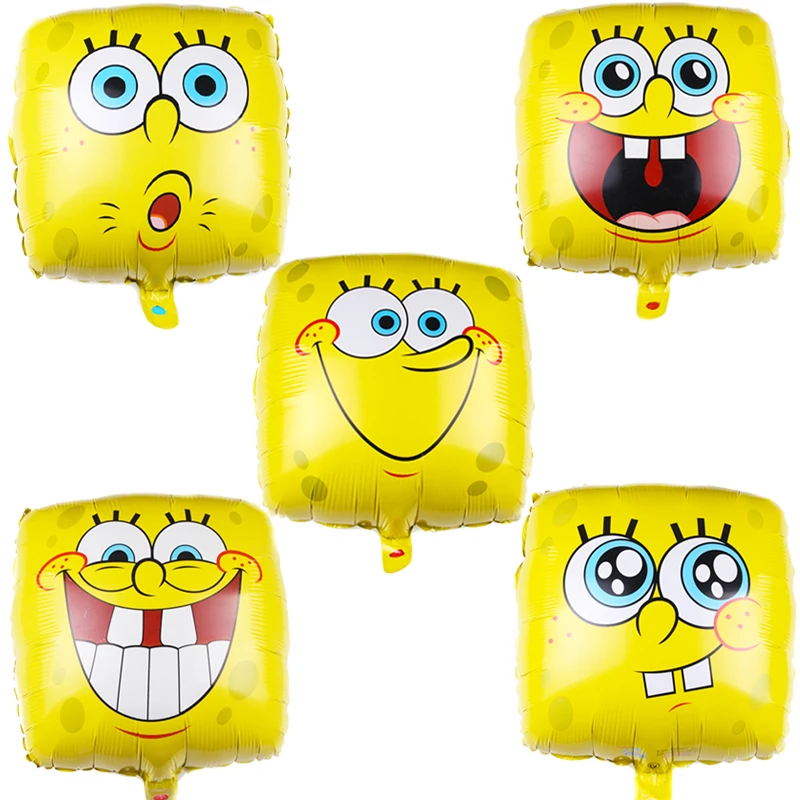 1pcs Cartoon square SpongeBob SquarePants expression Foil Balloons child Birthday Party Decoration Kids Toys Air Helium balloon