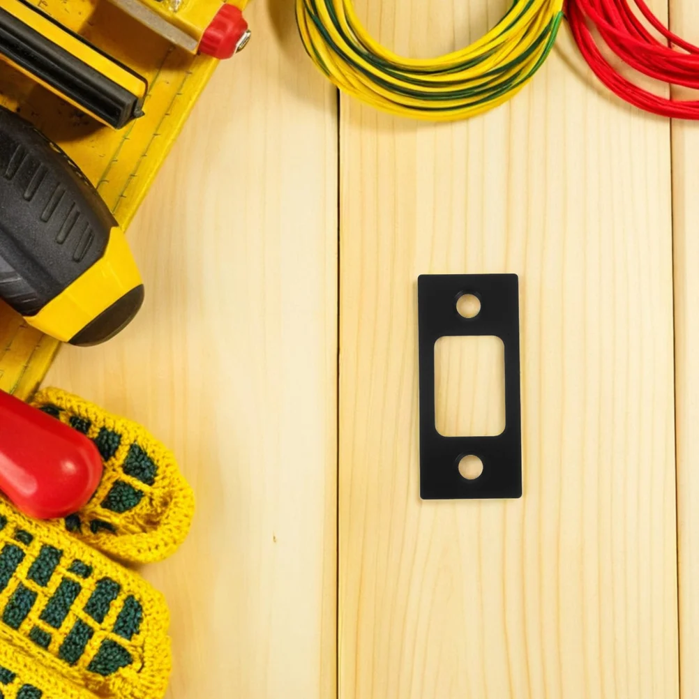 2 Stück runde Türöffnerplatte für Einsteckschlösser, schlankes schwarzes Finish, verbesserte Sicherheitsriegelführung, Hardware, runde Türschlossplatte