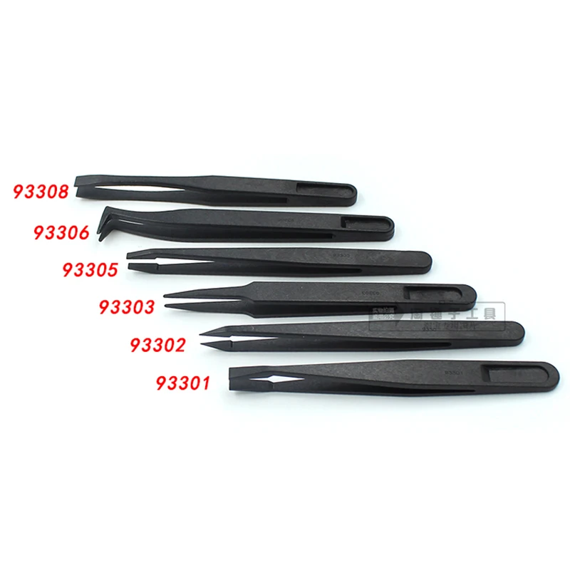 12 X 1.1 X 1.4cm/4.7 Portable Black Straight Bend Anti-static Plastic Tweezer Heat Resistant Repair ToolUniversal Box
