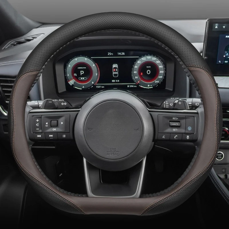 

Для Nissan Qashqai ультратонкий кожаный чехол на руль из наппа, четырехсезонный универсальный противоскользящий аксессуар для салона автомобиля