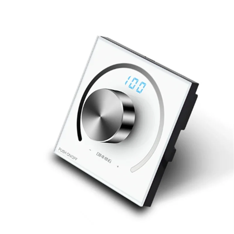 JABS-LED シングルストリップ調光器 DC 12V-24V 5050 2835 ストリップライト壁パネル調光器ロータリーノブ制御 0-100 輝度表示