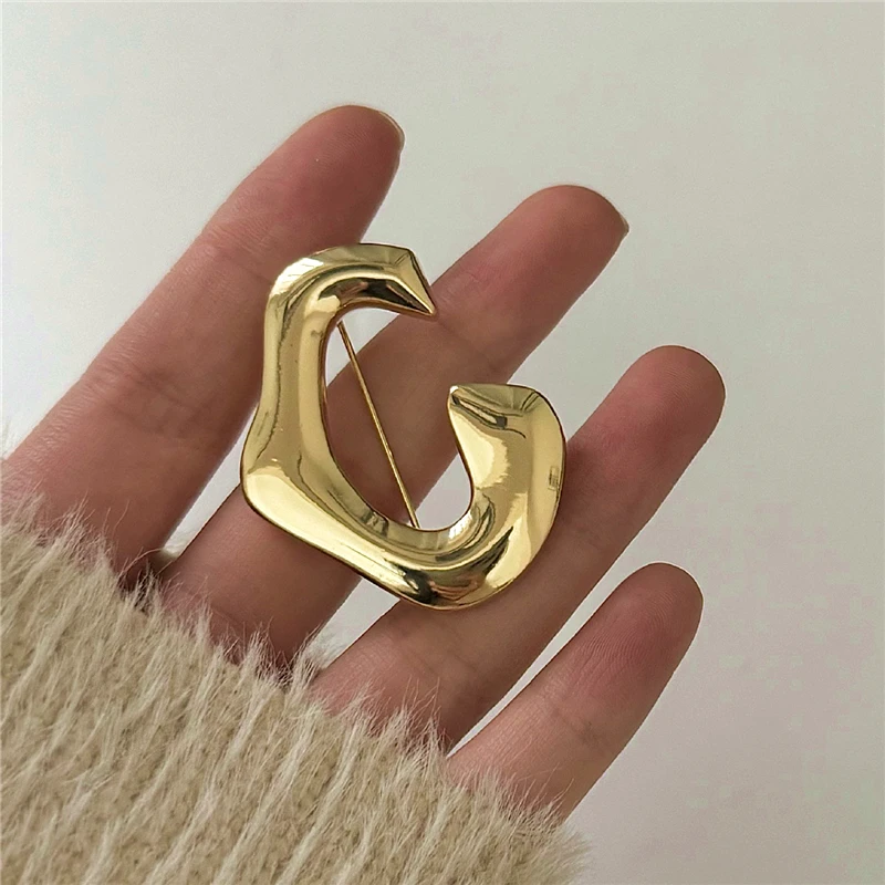 HANGZHI Abstract Irregular Brooch Smooth Fashion Vintage Pin Suit Accessories Corsage 2024 New Design Jewelry