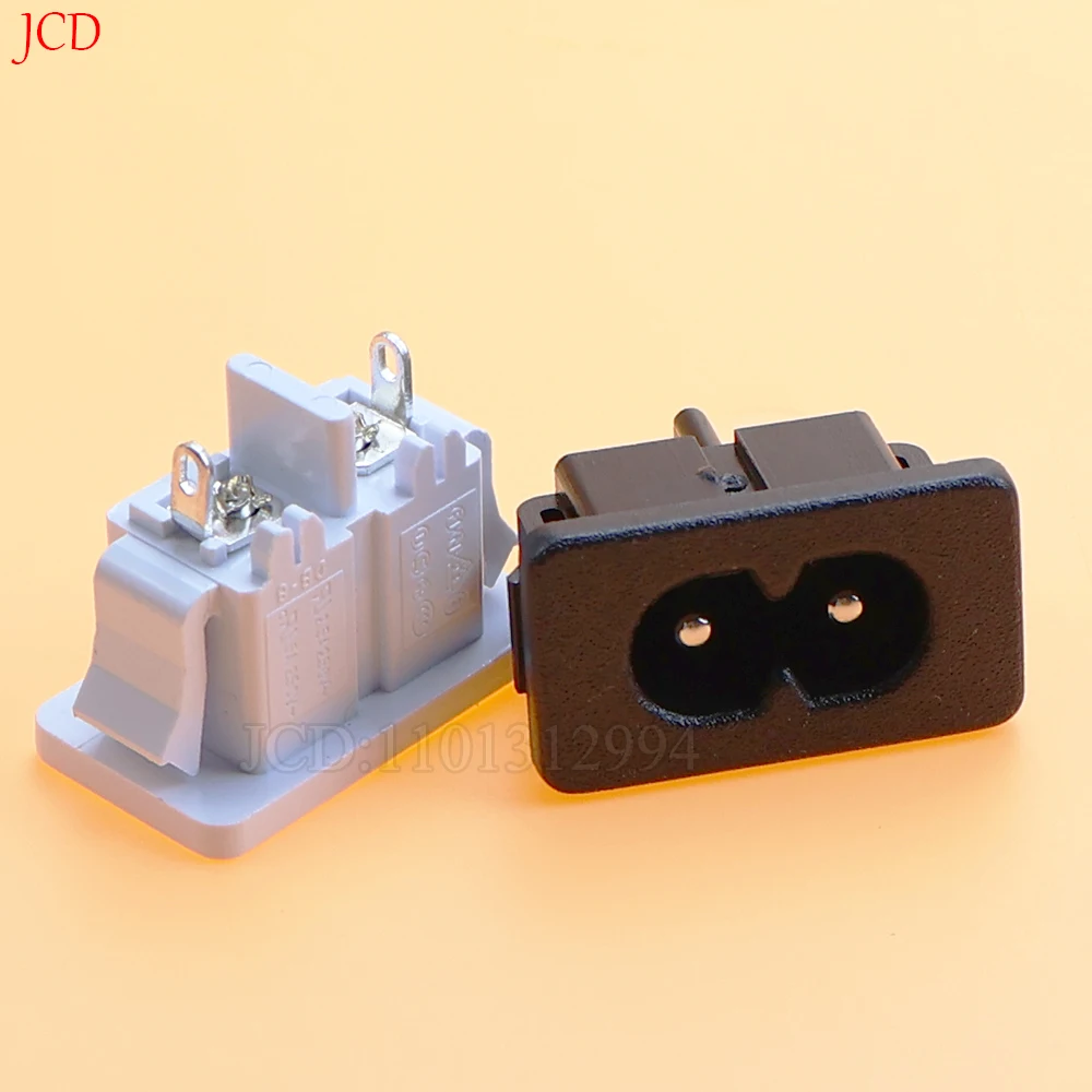 2Pcs/lot High Quality AC 250V 2.5A Iec320 C8 Male 2 Pins Power Inlet Socket Connector 2.7 x 1.5 x 2.1cm