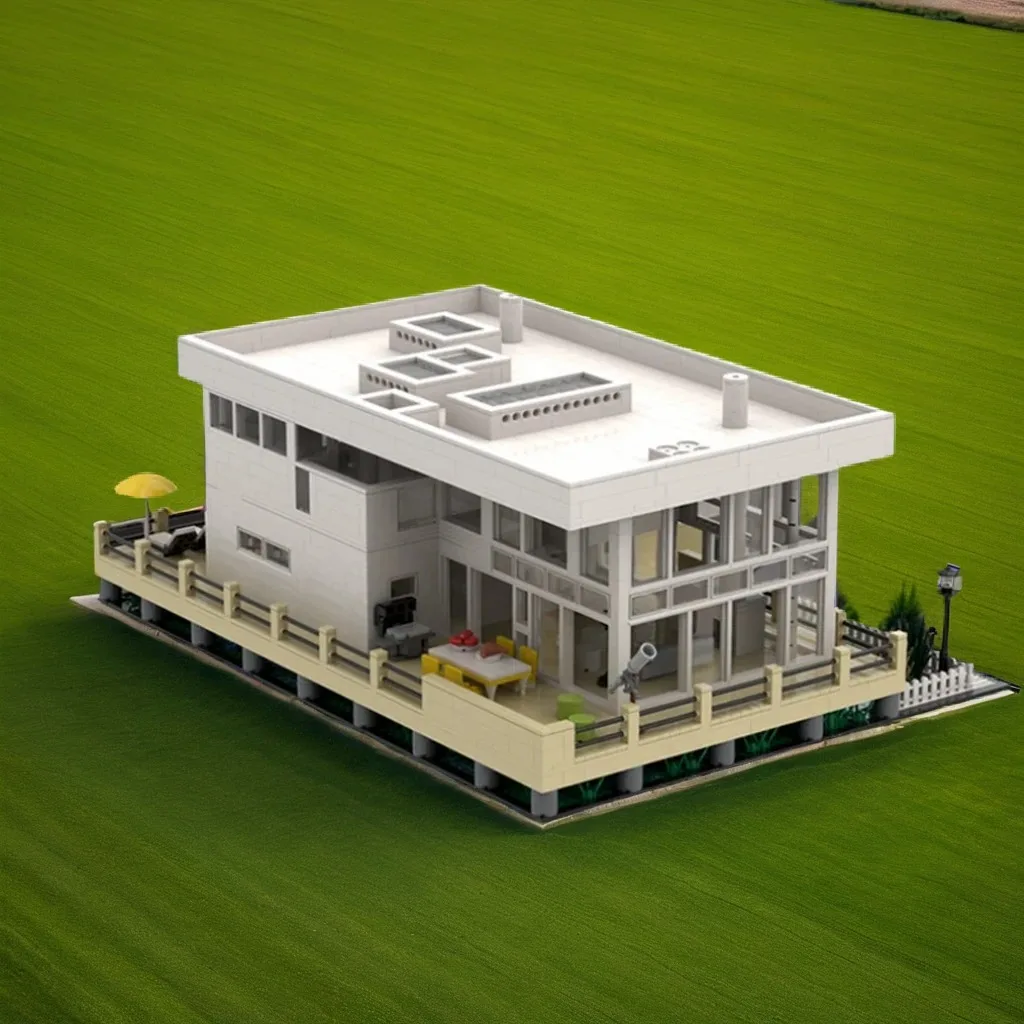 

3314 шт. MOC Richardes Meier's Fire Island House Минималистичная белая архитектура DIY Модель Строительные блоки Игрушки на день рождения Подарок