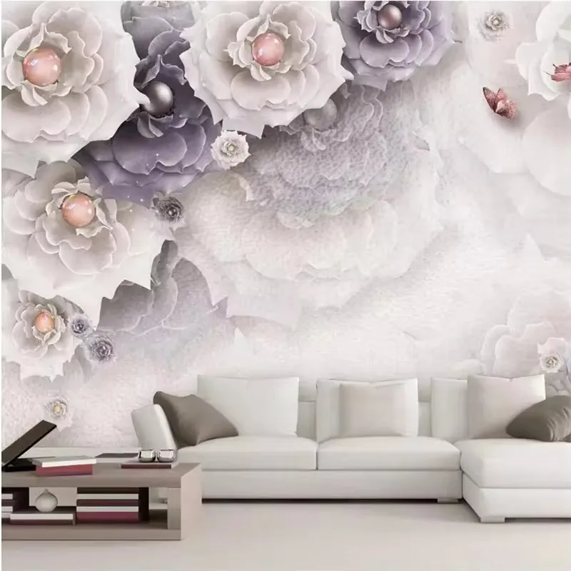 Custom wallpaper 3d mural atmosphere delicate peony jewelry flower обои living room 8d TV background mural wallpapers home decor