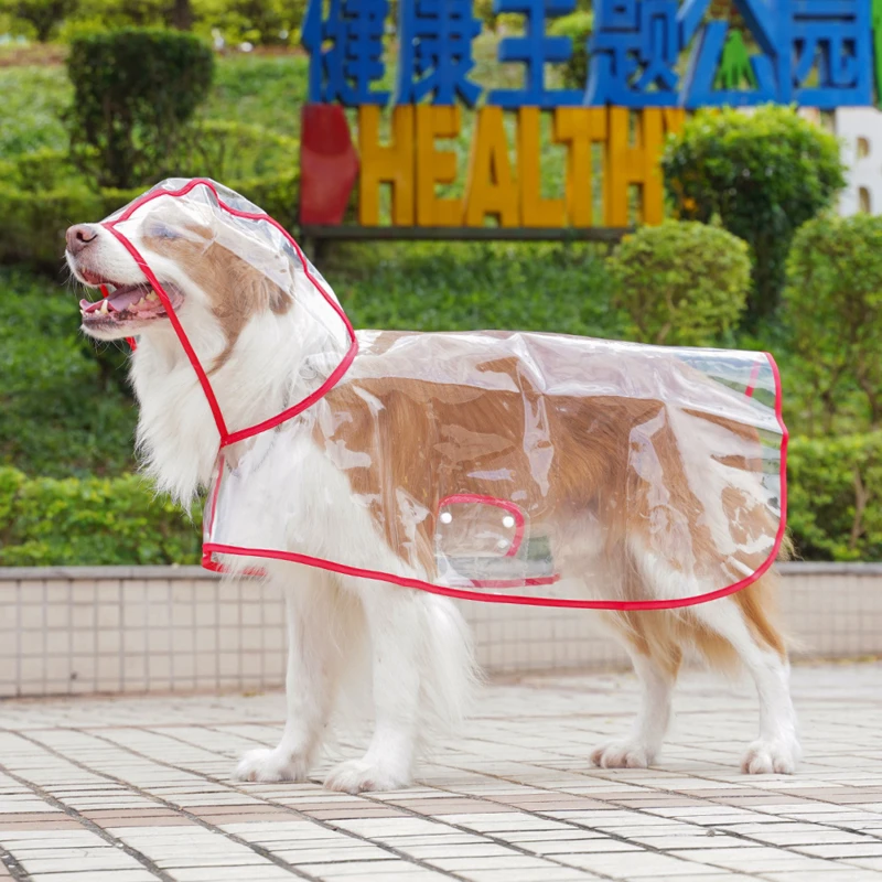 Pet Clothing Big Dog Transparent Outdoor Rain Coat Golden Hair Labrador Border Collie Large Dogs Dog Rain Clothes