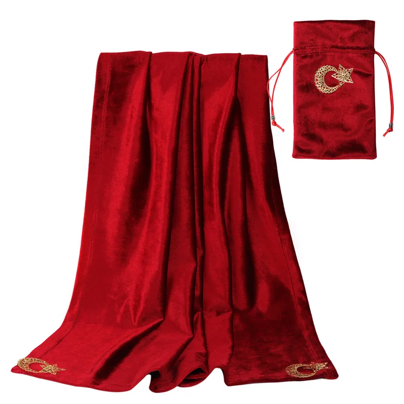 

Tarot Card Tablecloth with Star Moon Hollow Metal Flower Including Thickened Velvet Tarot Card and Storage Bag 63x63CM