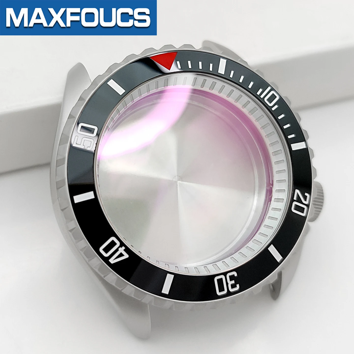 Mattes 3.8 SKX Silber-Uhrengehäuse, Krone bei 4 Uhr, Edelstahl-Finish, MOD NH36, Keramikeinsatz, Saphirglas, kundenspezifische Teile – Detail 15
