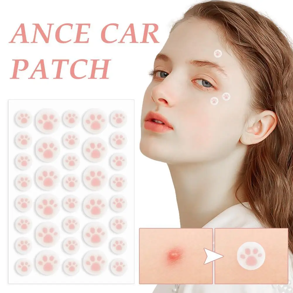 Hydrocolloid Acne Pimple Patch 36 Counts Cute Cat Paws Shaped Acne Absorbing Cover Patch, Invisible For Acne Dots