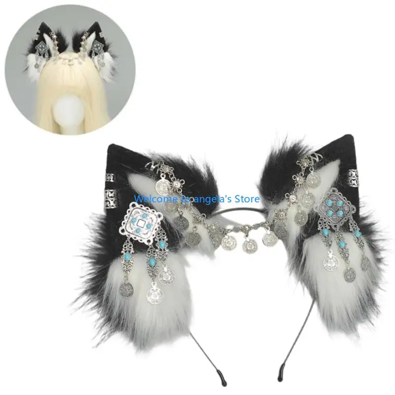 

X4YC современная ролевая повязка для волос с волчьими ушками, модный аксессуар для костюма, подходит для вечеринок, выступлений