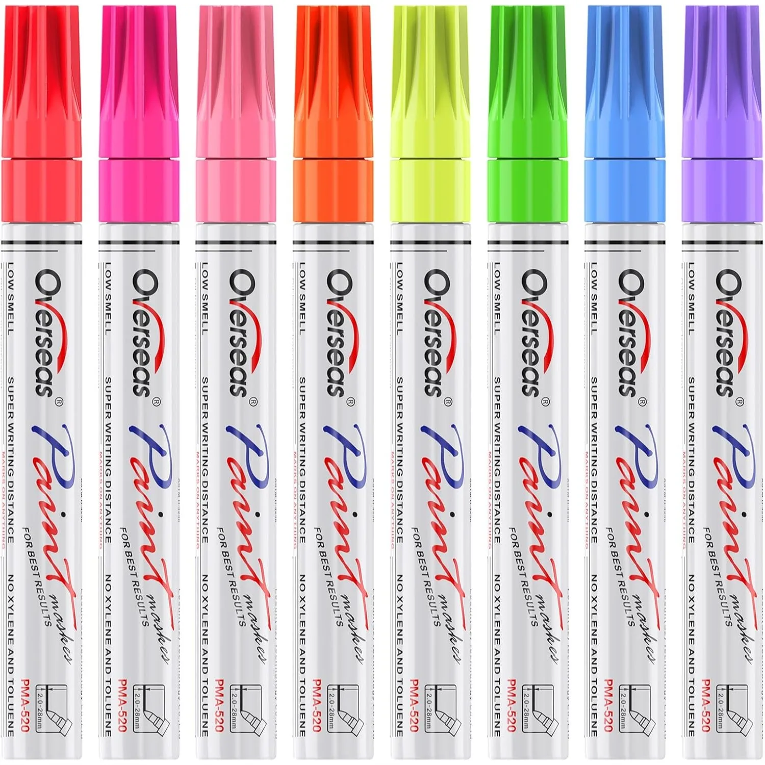 

8 Fluorescent Paint Markers, Oil Based Quick Drying Permanent UV for Plastic Glass Rock Wood Canvas Metal