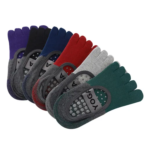 Calcetines de Yoga de cinco dedos antideslizantes de silicona calcetines de cinco dedos para mujer sin espalda Fitness Ballet danza calcetines de algodón para gimnasio profesional