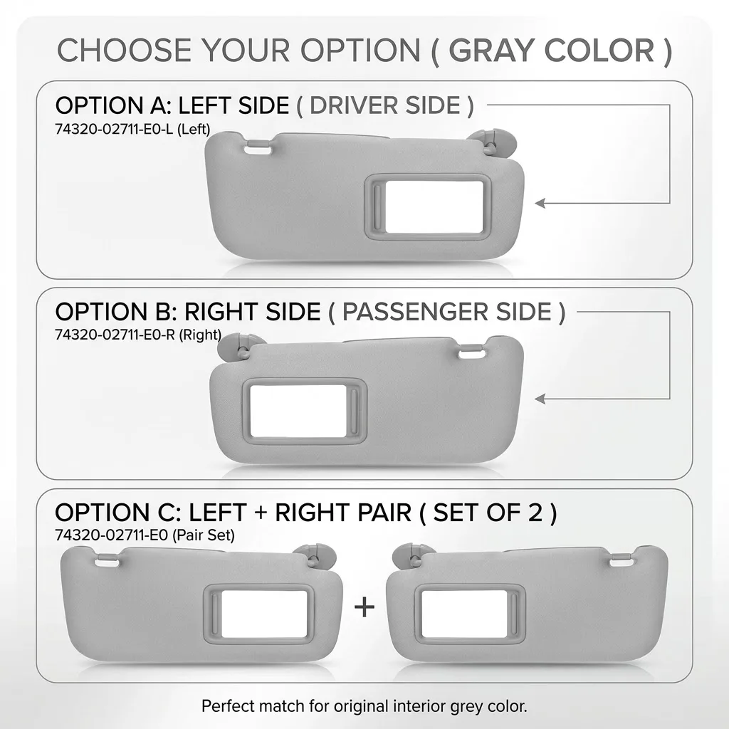Car Sun Visor for Toyota Corolla 2007 2008 2009 2010 2011 2012 2013 Grey Front Window Sunshield Shade with Mirror 74320-02711-E0