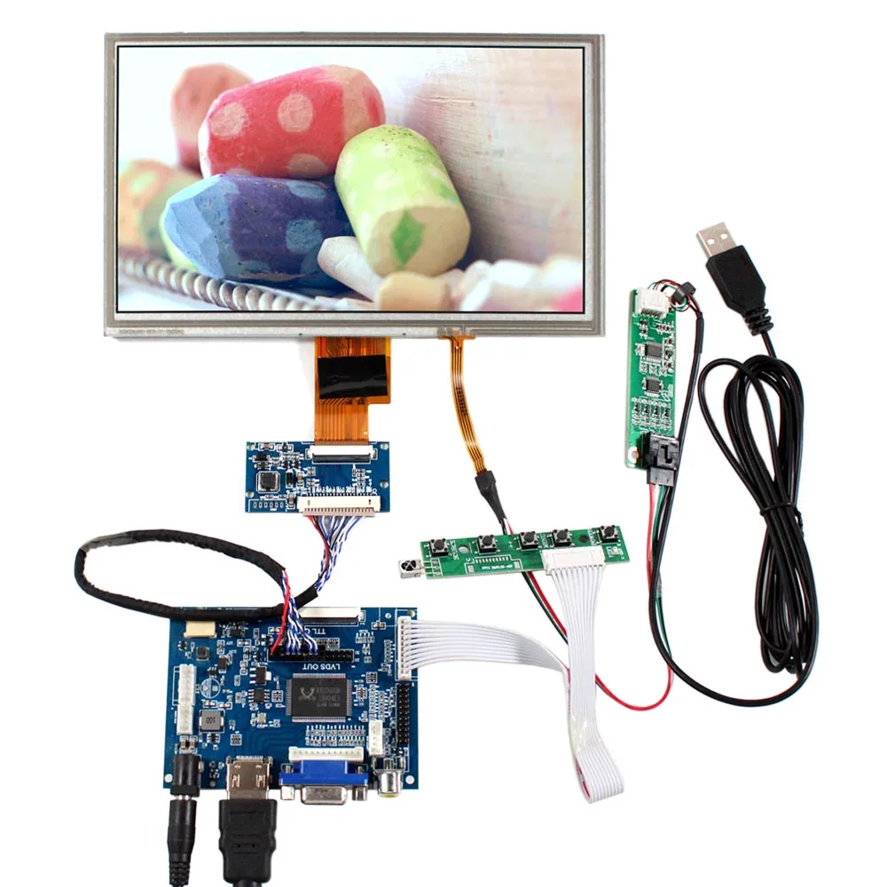 

8 inch 1024x600 ZJ080NA Resistive Touch Screen+HDMI VGA AV LCD Controller Board