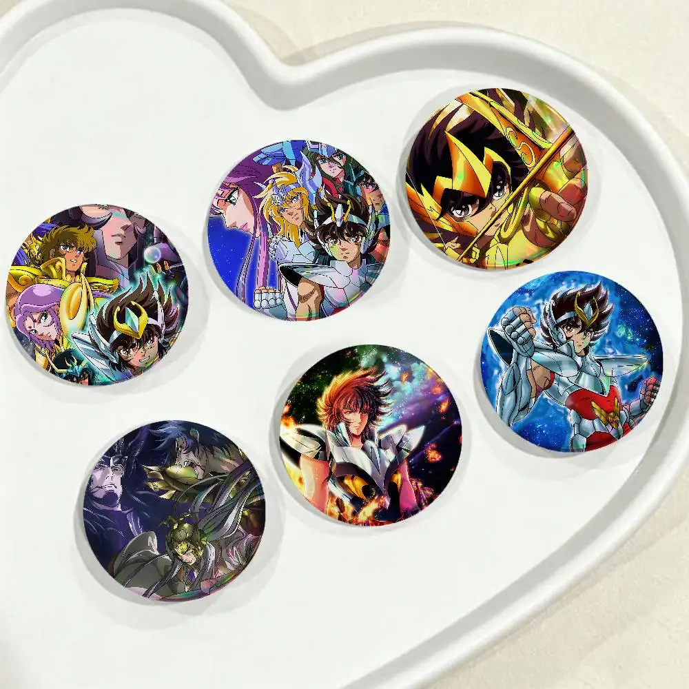 Anime S-Saint Seiya For Badge Custom Laser Hologram Enamel Pin Badge Metal Lapel Brooch For Clothes Bag Accessory Gift
