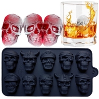 10 Grid Skull Ice Cube Mold for Halloween Kitchen Baking Tools Reusable Silicone DIY Mold for Chocolate Candy Ice Cream Mold