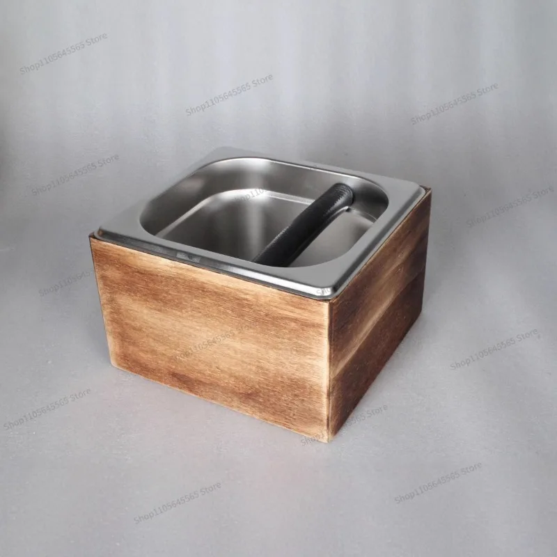 For Stainless Steel Coffee Powder Bucket Knock Residue Box Wooden Box Size Residue Box Set