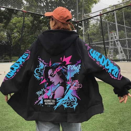 Imagen 2 del producto 2025 Anime Arcane Vi Sudadera con capucha con cremallera Harajuku Jersey Tops Sudaderas casuales sueltas de manga larga
