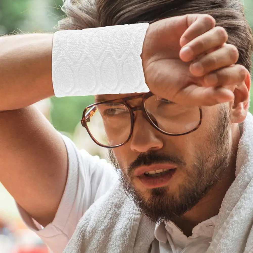 

Elastic Fit Wrist Wrap Sports Sweatbands for Tennis Football Basketball Running Gym Elastic Wrist Sleeve Wrap for Sweat