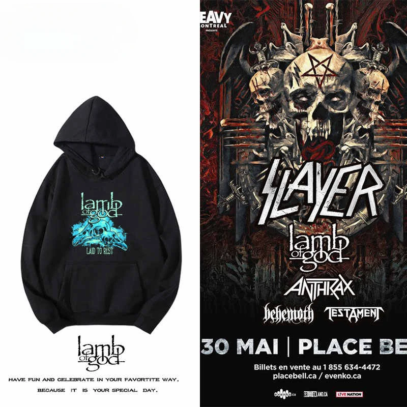 

2024LAMB OF GOD Heavy Metal Band Around The Hoodie European and American Men and Women Hardcore Rock Punk Tide