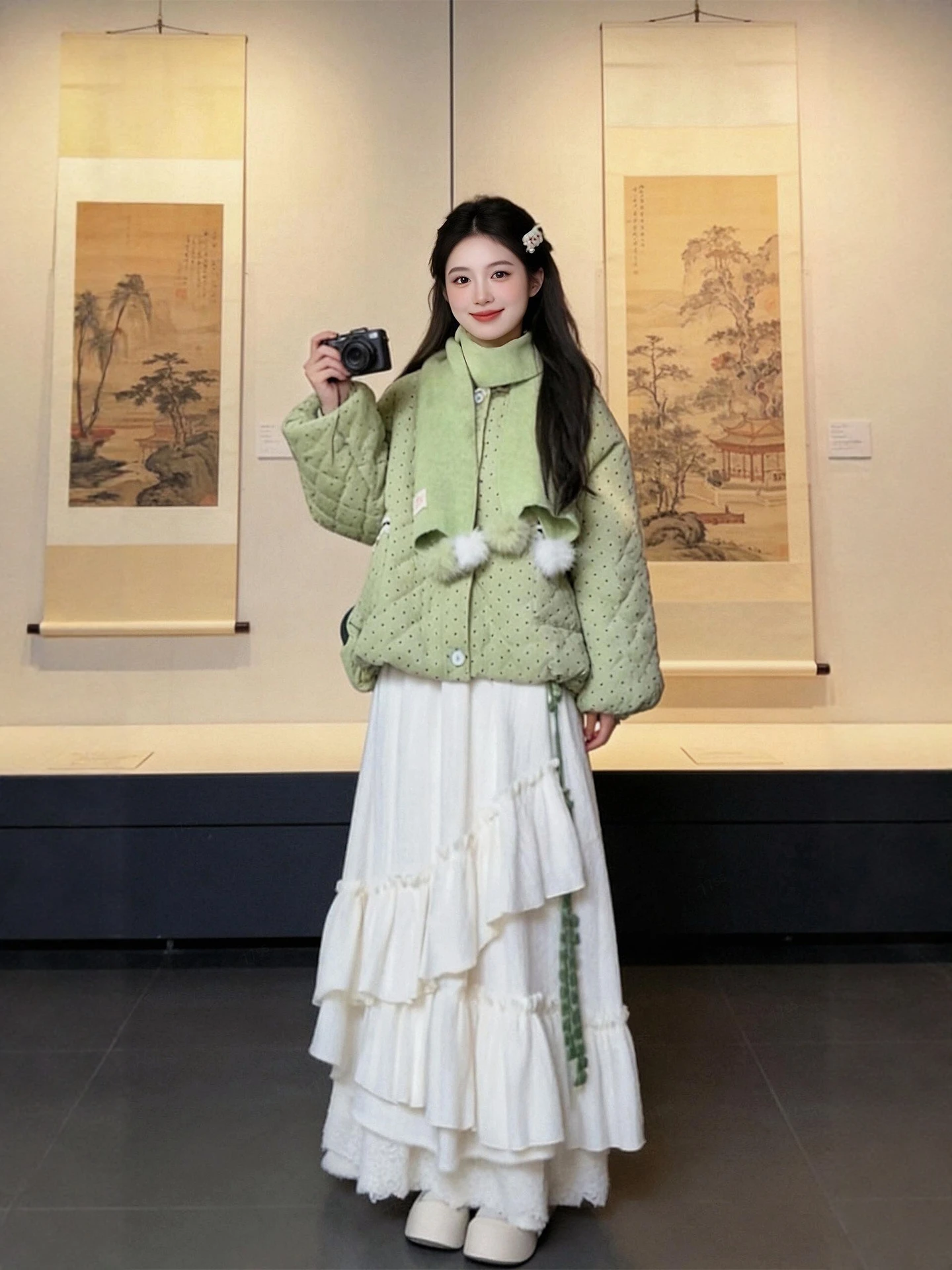 

Winter Cotton Jaet Sweater Skirt Tee-Piece Set plus Size Women's Faion Casual Warm Comfortable Loose Fit Ensemble