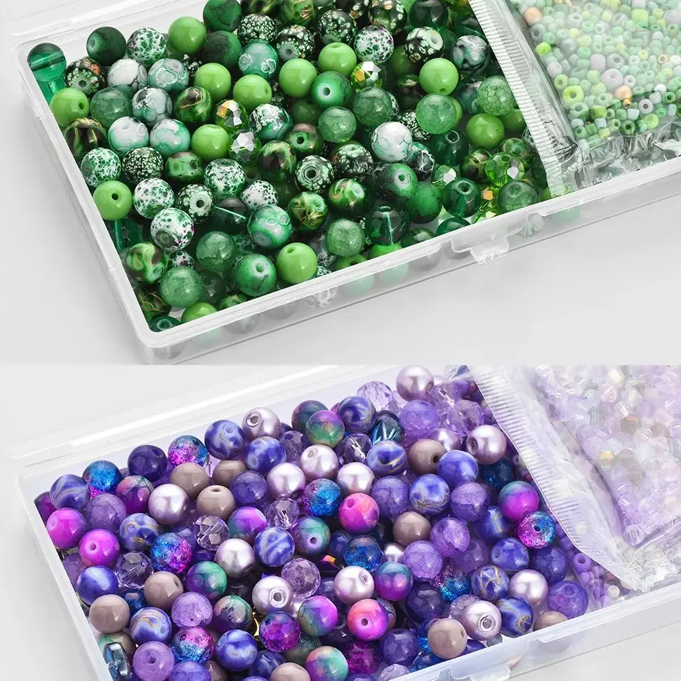 

Glass Beads Jewelry Making Kit Round Beads Bicone Crystal Seedbeads for DIY Bracelet Earring Necklace Pendants Making Supplies