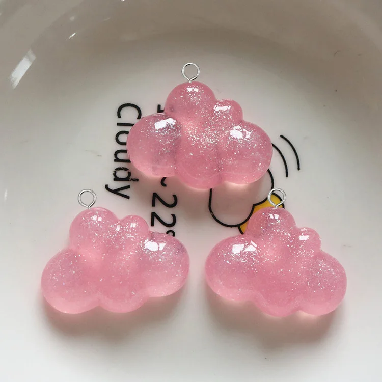 10pcs Shiny Irregular Cloud Resin Charms Colorful Bubble Cloud Pendant For Earring Diy Jewelry Make