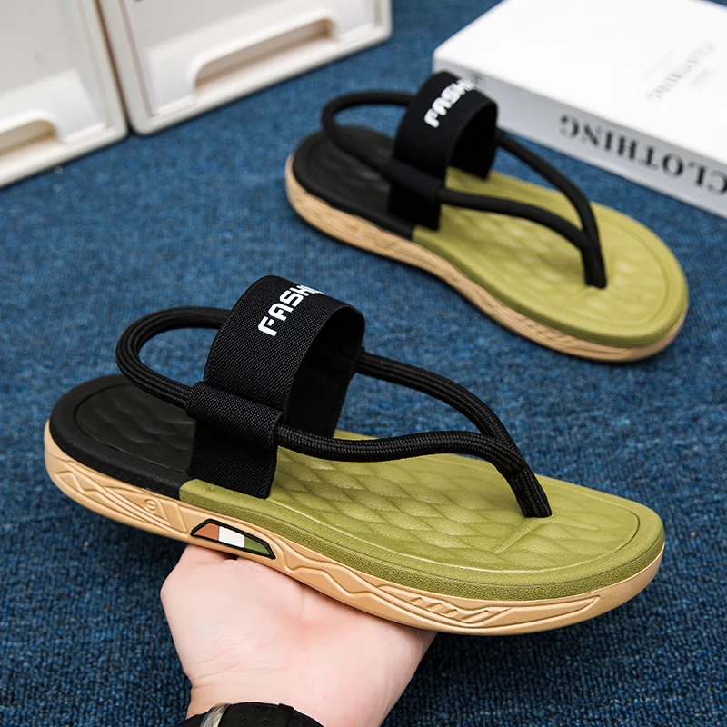 

Men Sandals with Flat Bottom Trendy Durable Non Slip Beach Flip Flops Sizes 38-45